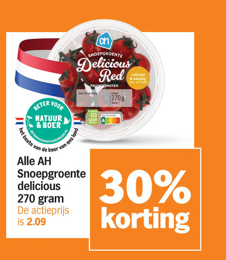 cherry tomaten 30 100 snoepgroente red pruimtomaten volzoet sappig beter natuur boer land l actieprijs nutri core folder aanbieding bij Albert Heijn