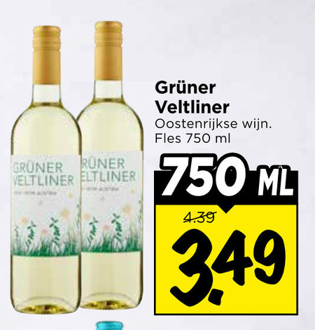witte wijn 750 runer gruner veltliner oostenrijkse fles ml folder aanbieding bij Vomar