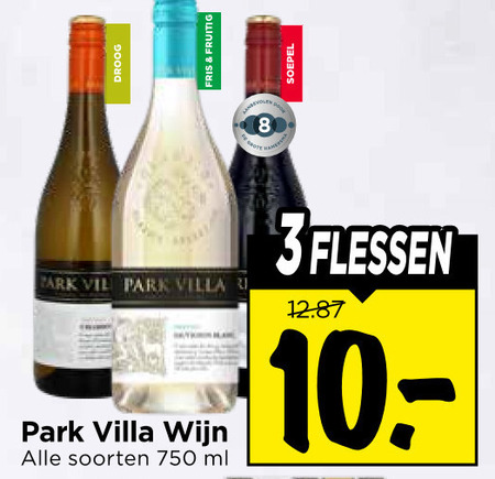 park villa witte wijn rode rose 8 750 droog fris fruitig soorten ml soepel folder aanbieding bij Vomar Park Villa witte wijn, rose folder aanbieding bij Vomar - details