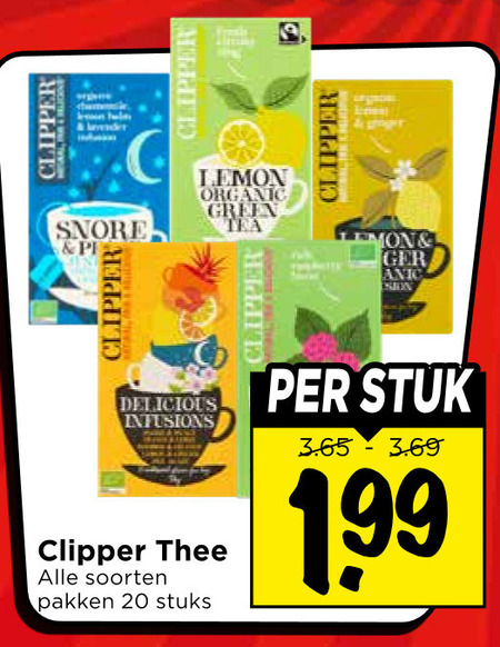 clipper thee 20 snore lemon organic green tea biorganic stuk infusions soorten pakken stuks folder aanbieding bij Vomar Clipper thee folder aanbieding bij Vomar - details
