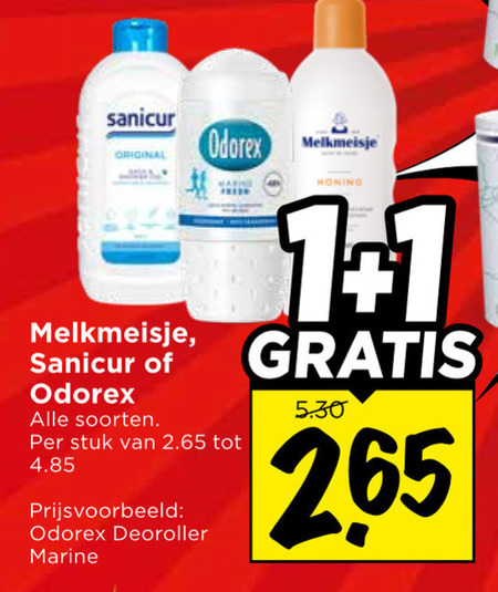 Sanicur   douchegel, deodorant folder aanbieding bij  Vomar - details