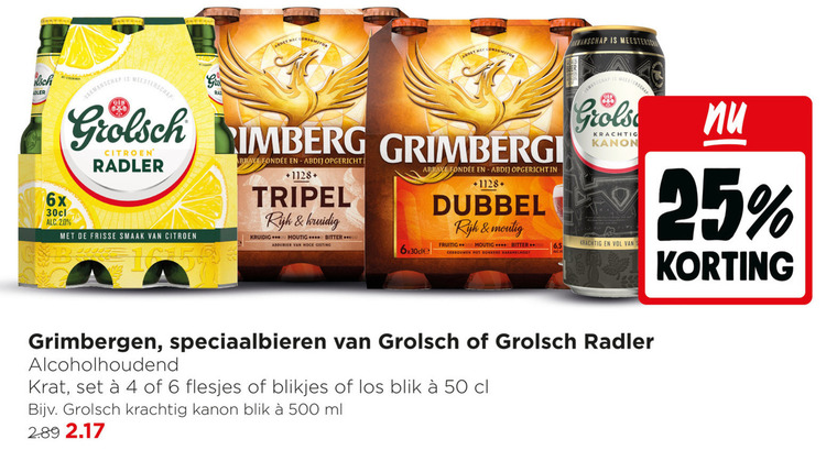 grimbergen grolsch speciaalbieren 4 6 25 50 500 6x 2.0 meesterschap citroen radler abbaye abdij 1128 tripel rijk frisse kruidig moutig bitter gisting dubbel fruitig 00 donkere karamelmout 5 vakmanschap kanon krat blikjes blik ml folder aanbieding bij Jumbo Grolsch speciaalbier folder aanbieding bij Jumbo - details