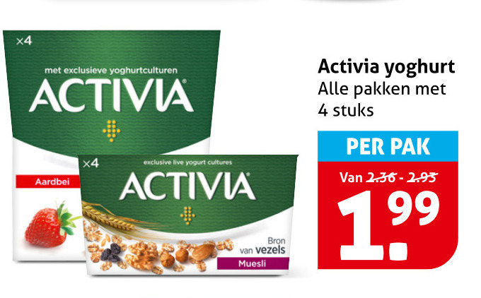 Danone Activia   vruchtenyoghurt folder aanbieding bij  Hoogvliet - details