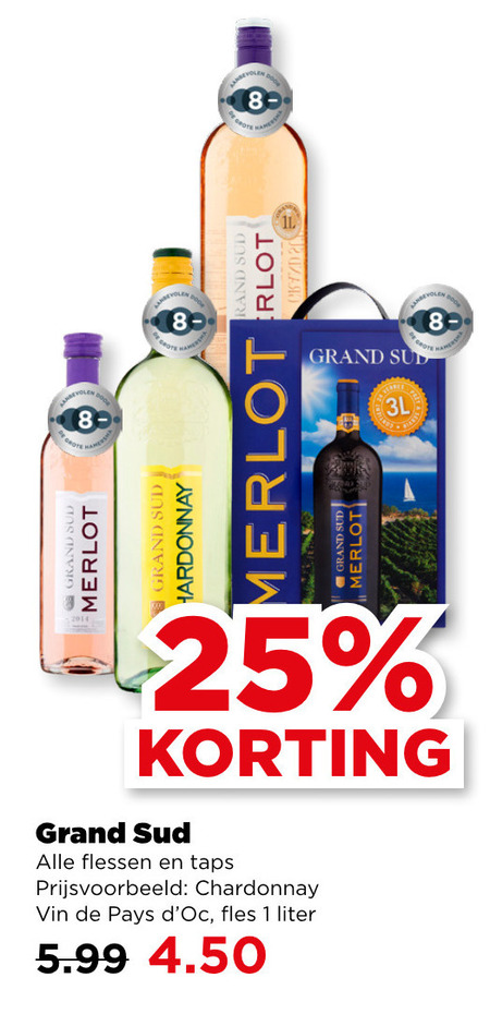Grand Sud   rose, witte wijn folder aanbieding bij  Plus - details