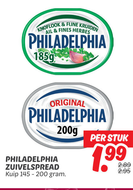 philadelphia zuivelspread 200 knoflook fijne kruiden finest original kuip stuk folder aanbieding bij Dekamarkt Philadelphia zuivelspread folder aanbieding bij Dekamarkt - details