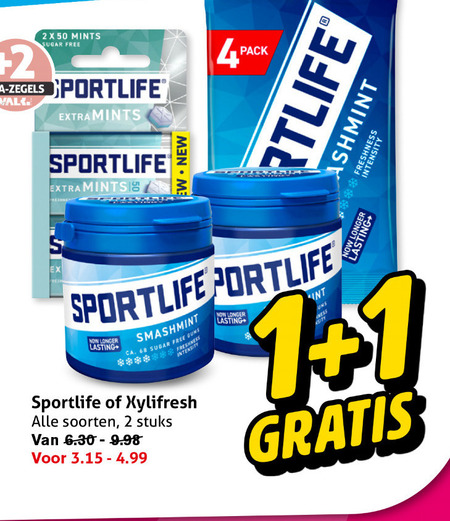 Sportlife   kauwgom folder aanbieding bij  Hoogvliet - details