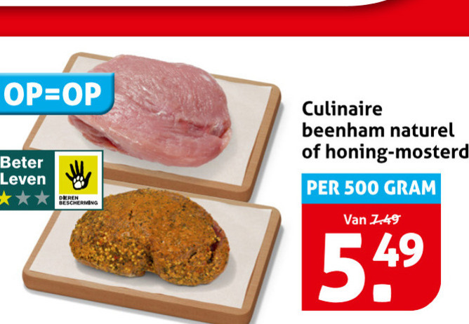 beenham 500 beter leven dieren bescherming culinaire naturel honing mosterd 5 folder aanbieding bij Hoogvliet