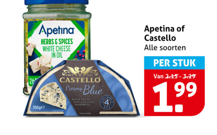 Apetina   blauwe kaas, feta folder aanbieding bij  Hoogvliet - details
