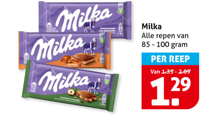 Milka   chocolade folder aanbieding bij  Hoogvliet - details