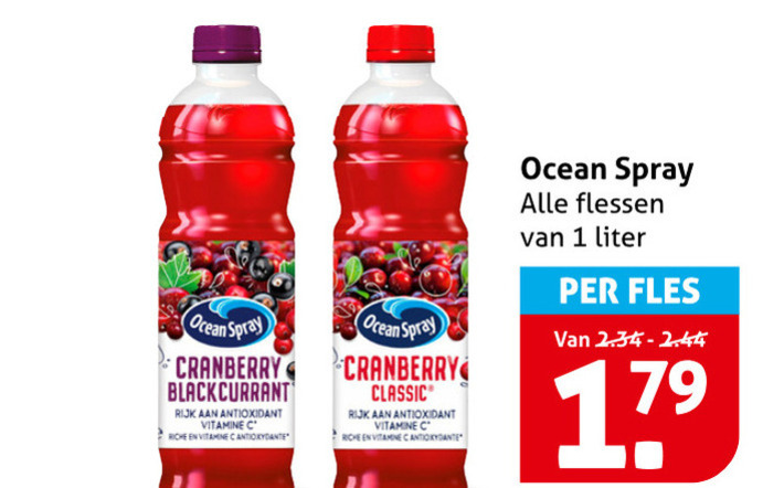 Ocean Spray   fruitdrank folder aanbieding bij  Hoogvliet - details