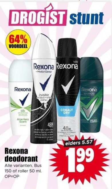 Rexona   deodorant folder aanbieding bij  Dirk - details