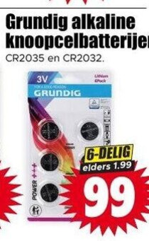 Grundig   knoopcelbatterij folder aanbieding bij  Dirk - details