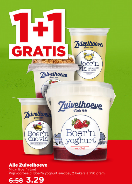 Zuivelhoeve   vruchtenyoghurt, vla folder aanbieding bij  Plus - details