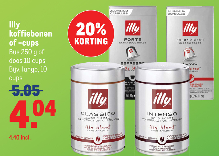 Illy   koffiebonen, koffiecups folder aanbieding bij  Makro - details