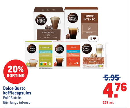 nescafe dolce gusto capsules 9 16 20 100 lungo intenso chococino cocoa selection cappuccino skinny unsweetened roasty responsibly sourced coffee nutri score one koffiecapsules pak stuks intensity full flavoured 16x latte macchiato caramel premium profile mellow voluptuous arabica robusta origins brazil colombia vietnam folder aanbieding bij Makro Nescafe dolce gusto capsules folder aanbieding bij Makro - details