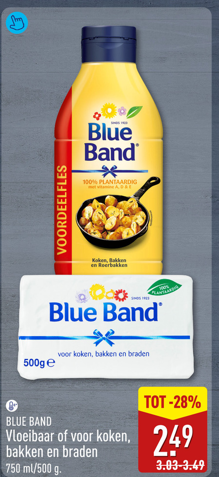 blue band olie en vetten 100 500 750 plantaardig vitamine koken bakken roerbakken pl100 braden vloeibaar ml folder aanbieding bij Aldi Blue Band olie en vetten folder aanbieding bij Aldi - details