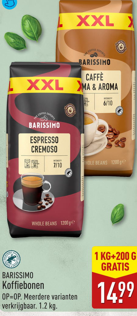barissimo koffiebonen 1 200 xxl coffee experts caffee aroma espresso cremoso rooster intensity 6 10 7 hole beans ge whole nature meerdere 1.2 folder aanbieding bij Aldi Barissimo koffiebonen folder aanbieding bij Aldi - details
