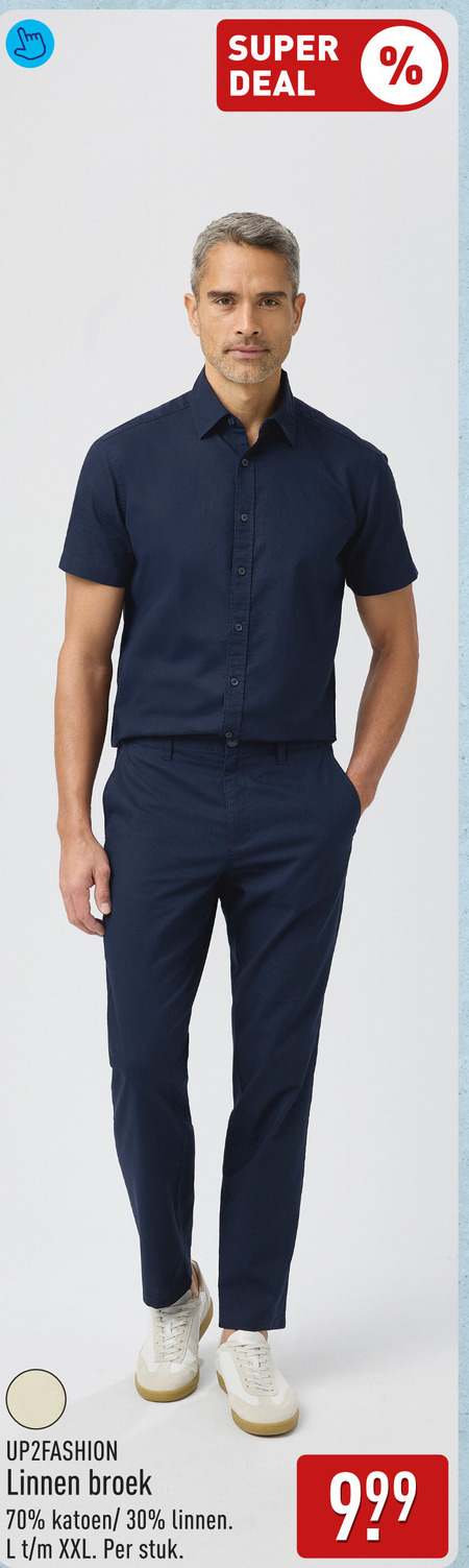 herenbroek 30 super deal linnen broek katoen l xxl stuk folder aanbieding bij Aldi