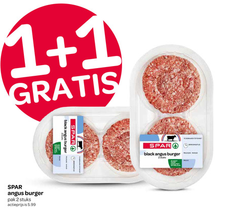 hamburgers 1 2 angus burger pak stuks actieprijs 5.99 black l folder aanbieding bij Spar