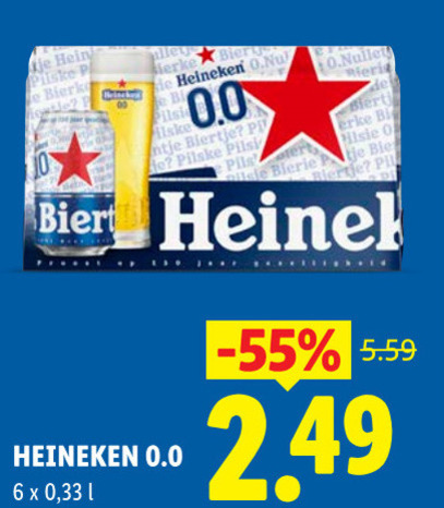 Heineken 0.0   blikje bier folder aanbieding bij  Lidl - details