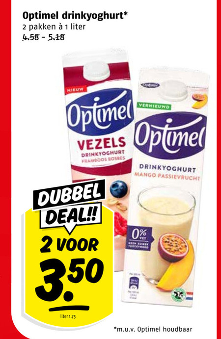 Optimel   drinkyoghurt folder aanbieding bij  Poiesz - details