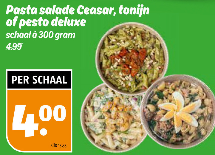 pastasalade 300 pasta salade ceasar tonijn pesto schaal kilo folder aanbieding bij Poiesz