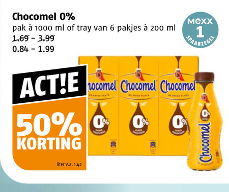 chocomel chocolademelk 1 6 50 200 1000 pak ml tray mexx liter v.a. folder aanbieding bij Poiesz Chocomel chocolademelk folder aanbieding bij Poiesz - details