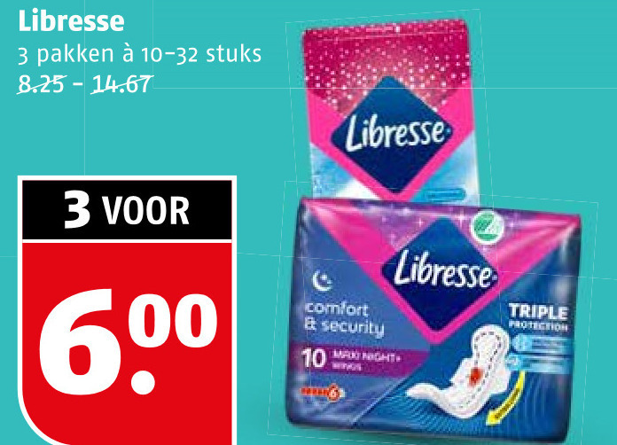Libresse   maandverband, inlegkruisjes folder aanbieding bij  Poiesz - details