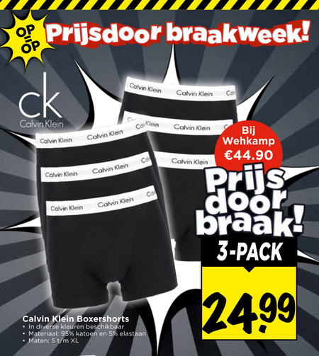 heren boxershorts 3 5 calvin klein co kleuren beschikbaar materiaal katoen elastaan maten xl wehkamp pack folder aanbieding bij Vomar