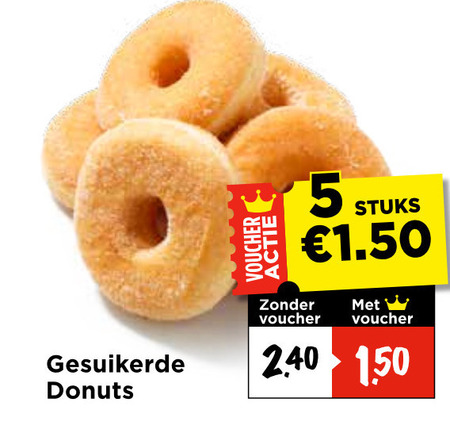 donuts 5 gesuikerde voucher stuks folder aanbieding bij Vomar