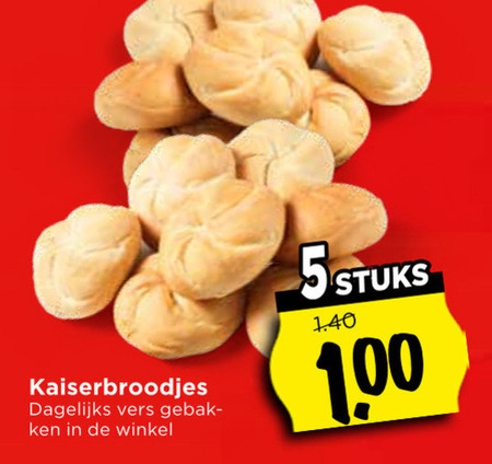 kaiserbroodjes 100 140 dagelijks vers folder aanbieding bij Vomar