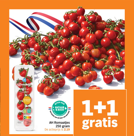 cherry tomaten 1 100 250 salade ovengerecht bite friszoet nutri score land nederland mad beter natuur boer actieprijs folder aanbieding bij Albert Heijn