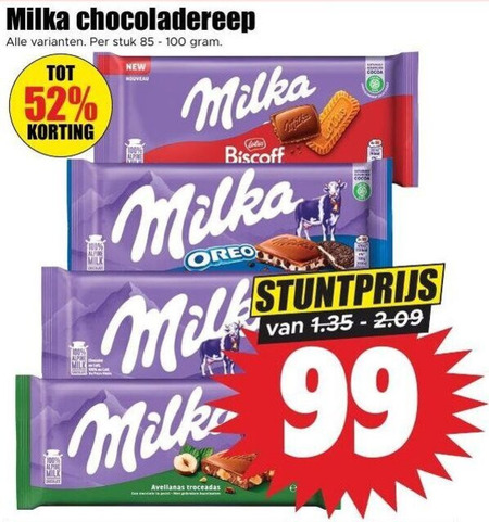 Milka   chocolade folder aanbieding bij  Dirk - details
