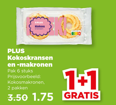 kokosmakronen kokoskransen 1 2 6 kokos kransen makronen pak stuks pakken folder aanbieding bij Plus