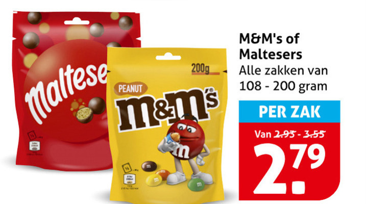 M en Ms   chocoladepindas, chocolade folder aanbieding bij  Hoogvliet - details