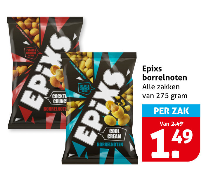 borrelnootjes crunch cocktail crunchy cool cream borrelnoten zakken zak folder aanbieding bij Hoogvliet