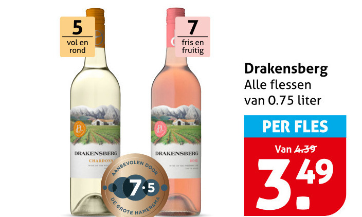 Drakensberg   rose, witte wijn folder aanbieding bij  Hoogvliet - details