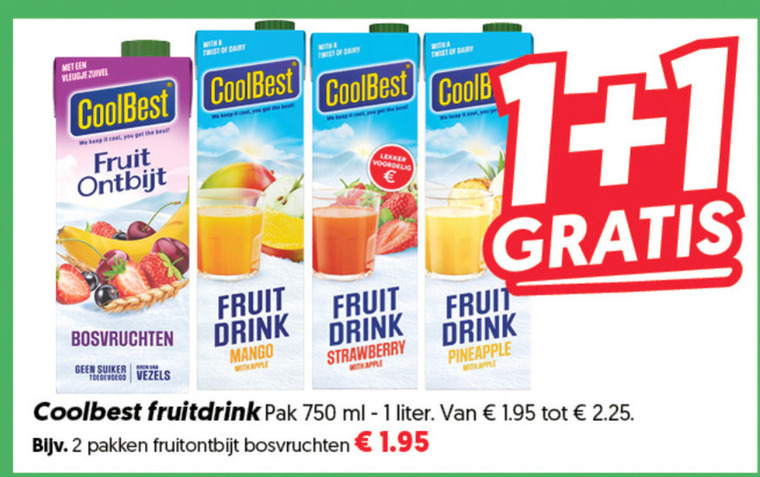 Coolbest   vruchtensap folder aanbieding bij  Dekamarkt - details
