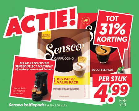 Douwe Egberts Senseo   koffiepad folder aanbieding bij  Dekamarkt - details