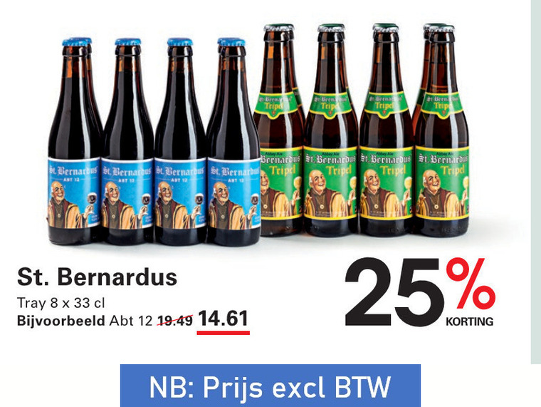 speciaalbieren 8 12 25 33 bernardus st. tripel bern tray folder aanbieding bij Sligro