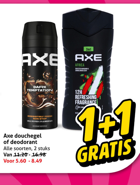 Axe   douchegel, deodorant folder aanbieding bij  Hoogvliet - details