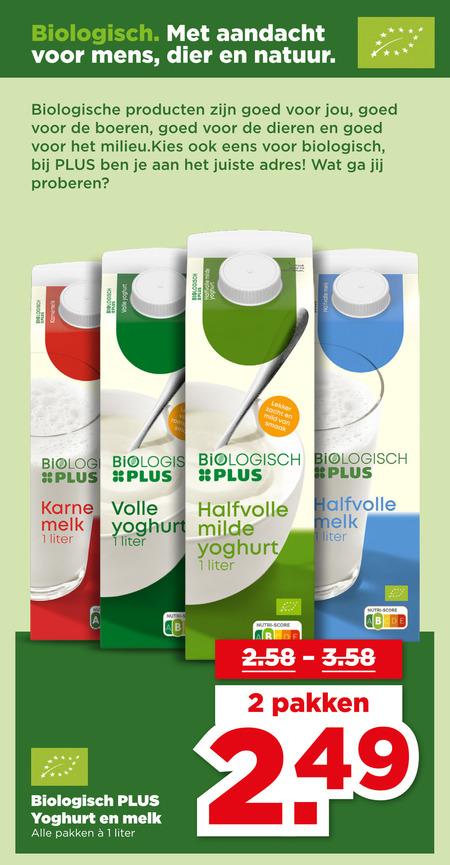 melk karnemelk 1 2 biologisch dier natuur biologische boeren dieren milieu adres proberen volle yoghurt halfvolle milde le romi zacht mild liter nutri score pakken folder aanbieding bij Plus