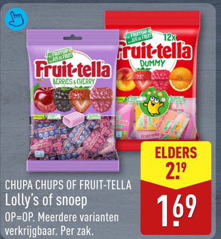 Fruit-Tella   snoep, lollie folder aanbieding bij  Aldi - details
