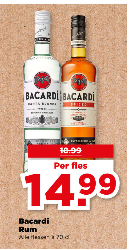 Bacardi   rum folder aanbieding bij  Plus - details