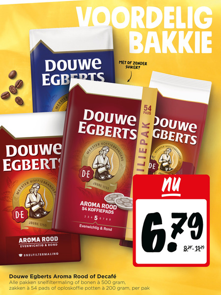 douwe egberts koffiebonen koffie koffiepads oploskoffie 2 3 4 5 6 7 8 9 200 500 bakkie meester suiker branders pads joure aroma rood evenwichtig rond snelfiltermaling pakken bonen zakken potten pak folder aanbieding bij Jumbo Douwe Egberts koffiebonen, koffie folder aanbieding bij Jumbo - details