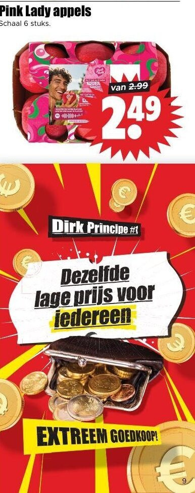 pink lady appels 6 schaal stuks principe dezelfde lage extreem folder aanbieding bij Dirk