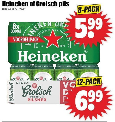 Grolsch   blikje bier folder aanbieding bij  Dirk - details