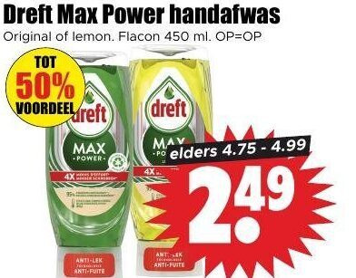 Dreft   afwasmiddel folder aanbieding bij  Dirk - details
