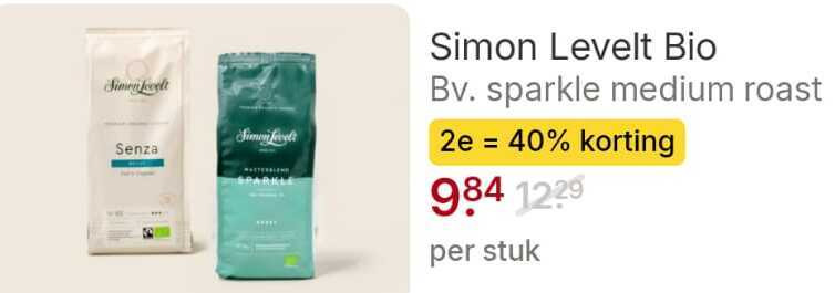 simon levelt koffiebonen koffie koffiecups 40 simen senza sparkle bio medium roast 2e stuk folder aanbieding bij Picnic Simon Levelt koffie, koffiecups folder aanbieding bij Picnic - details