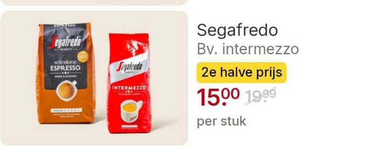 segafredo koffiebonen 1500 selezione espresso intermezzo 2e halve stuk folder aanbieding bij Picnic Segafredo koffiebonen folder aanbieding bij Picnic - details